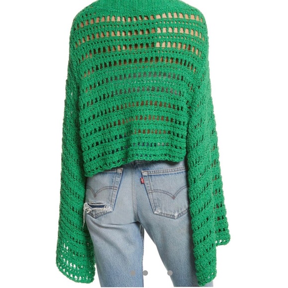 Free people bright knit green sweater - Picture 3 of 4